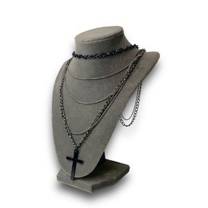 Black Chain Necklace with Cross